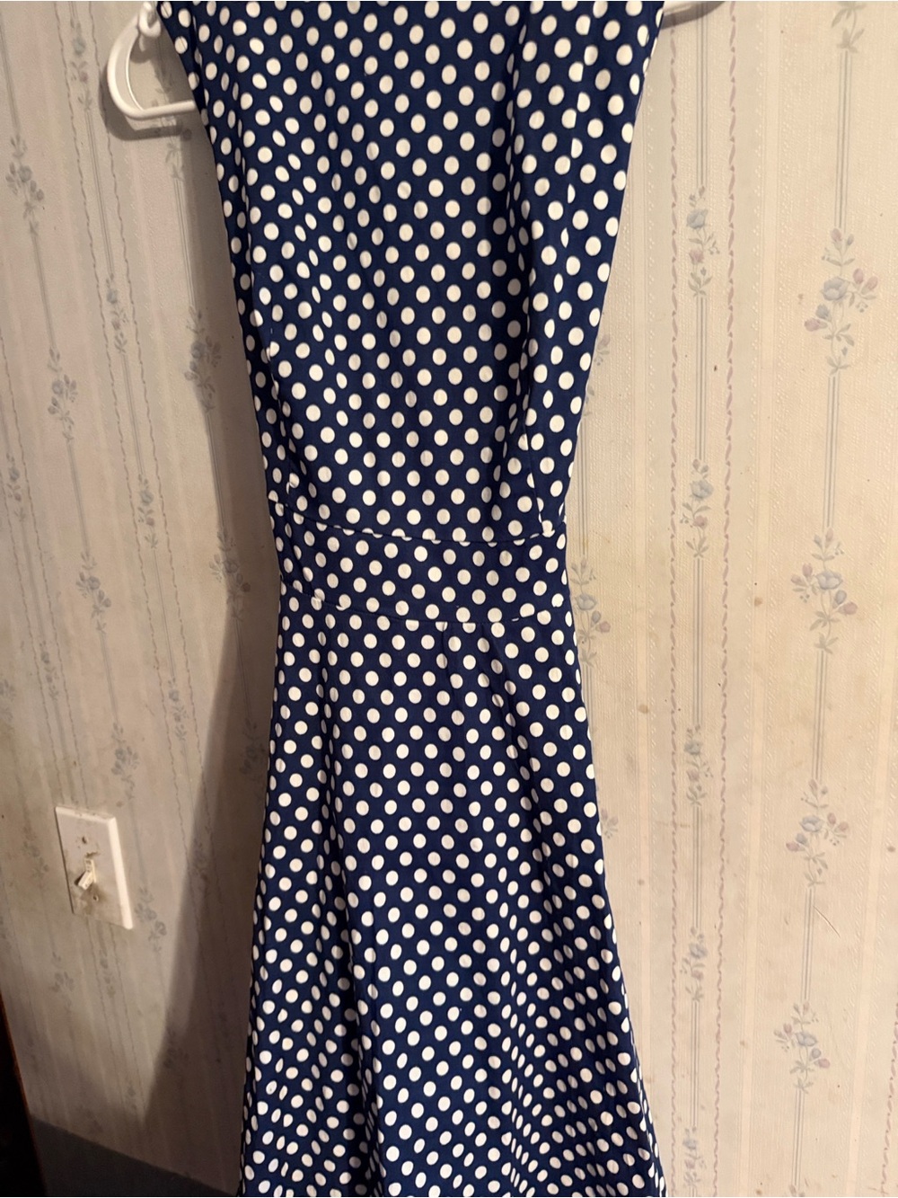 Navy Polka Dot Midi Dress - Classic Fit & Flare